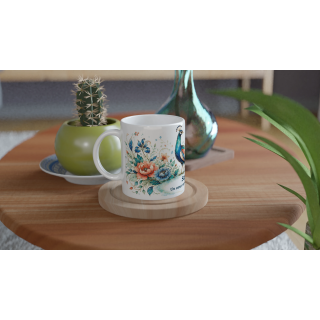 Mug personnalisable Paon Style Vitrail Floral – Les Animaux de Lumière