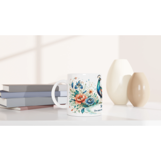 Mug personnalisable Paon Style Vitrail Floral – Les Animaux de Lumière