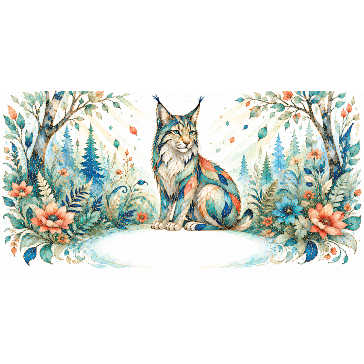 Mug personnalisable Lynx Style Vitrail Floral – Les Animaux de Lumière