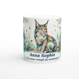 Mug personnalisable Lynx Style Vitrail Floral – Les Animaux de Lumière