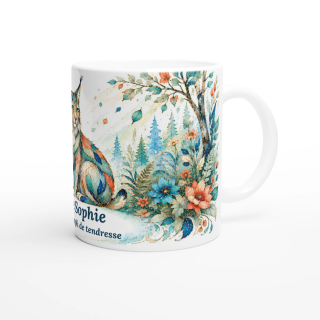 Mug personnalisable Lynx Style Vitrail Floral – Les Animaux de Lumière