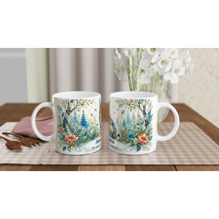 Mug personnalisable Lynx Style Vitrail Floral – Les Animaux de Lumière