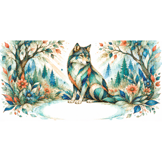 Mug personnalisable Loup Style Vitrail Floral – Les Animaux de Lumière
