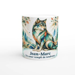 Mug personnalisable Loup Style Vitrail Floral – Les Animaux de Lumière