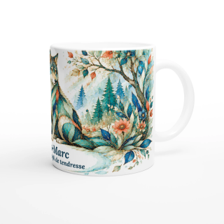 Mug personnalisable Loup Style Vitrail Floral – Les Animaux de Lumière