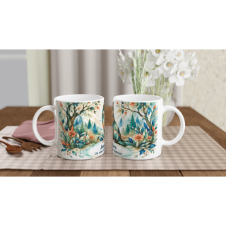 Mug personnalisable Loup Style Vitrail Floral – Les Animaux de Lumière