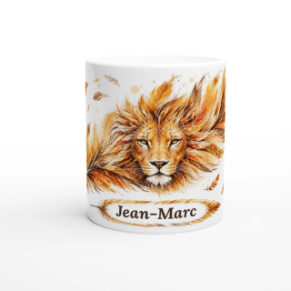 Mug personnalisable Lion Solaire avec prénom – Les Plumes de l'Âme