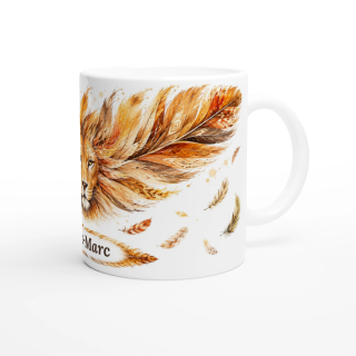 Mug personnalisable Lion Solaire avec prénom – Les Plumes de l'Âme