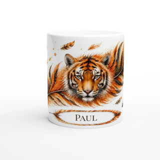 Mug personnalisable Tigre Céleste avec prénom – Les Plumes de l'Âme