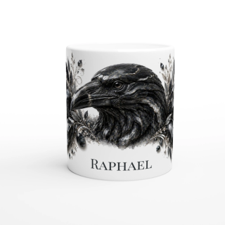Mug personnalisable Corbeau en Onyx Noir – Collection Le Bestiaire des Gemmes