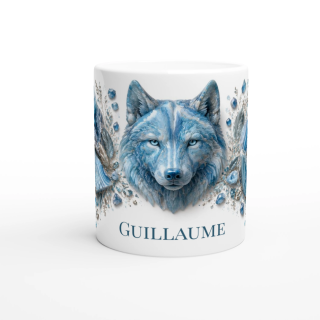 Mug personnalisable Loup en Agate Bleue – Collection Le Bestiaire des Gemmes