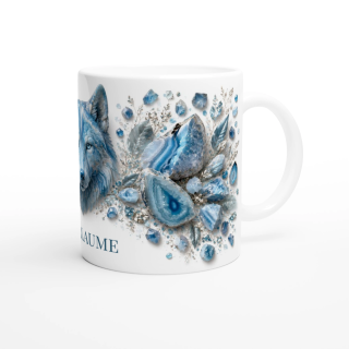 Mug personnalisable Loup en Agate Bleue – Collection Le Bestiaire des Gemmes