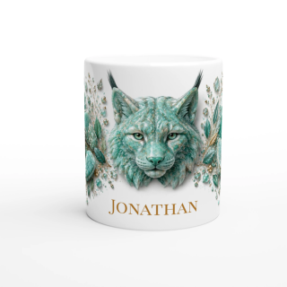Mug personnalisable Lynx en Amazonite – Collection Le Bestiaire des Gemmes