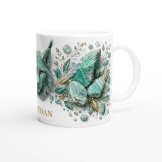 Mug personnalisable Lynx en Amazonite – Collection Le Bestiaire des Gemmes