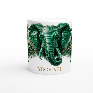 Mug personnalisable Éléphant en Malachite – Collection Le Bestiaire des Gemmes