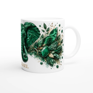Mug personnalisable Éléphant en Malachite – Collection Le Bestiaire des Gemmes
