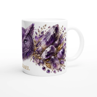 Mug personnalisable Hibou en Améthyste – Collection Le Bestiaire des Gemmes