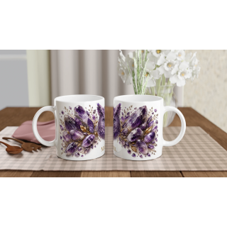 Mug personnalisable Hibou en Améthyste – Collection Le Bestiaire des Gemmes