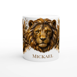 Mug personnalisable Lion en Œil de Tigre – Collection Le Bestiaire des Gemmes