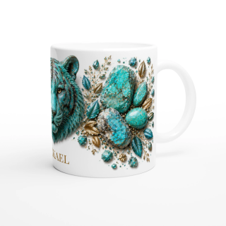 Mug personnalisable Tigre en Turquoise – Collection Le Bestiaire des Gemmes