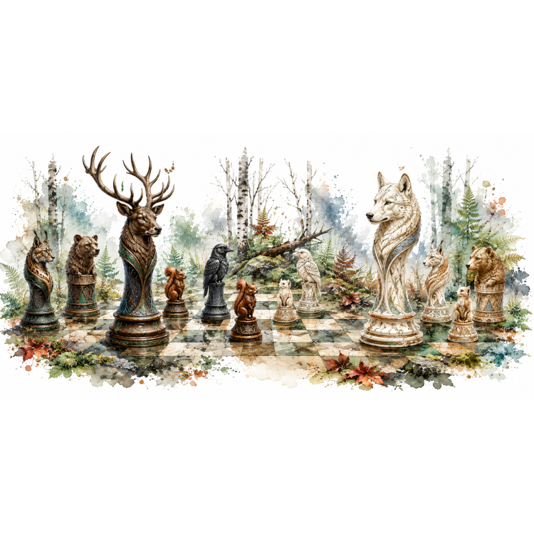 Mug Échiquier des Animaux de la Forêt – Collection Les Maîtres de l’Échiquier