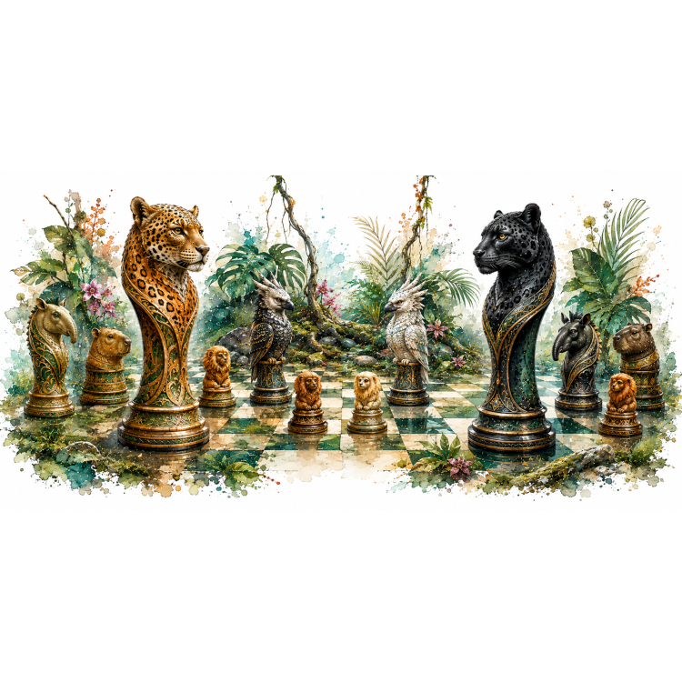 Mug Échiquier des Royaumes de la Jungle – Collection Les Maîtres de l’Échiquier