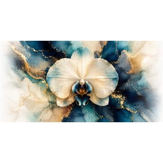 Mug Orchidée Précieuse Bleu & Or – Collection Les Floraisons Précieuses