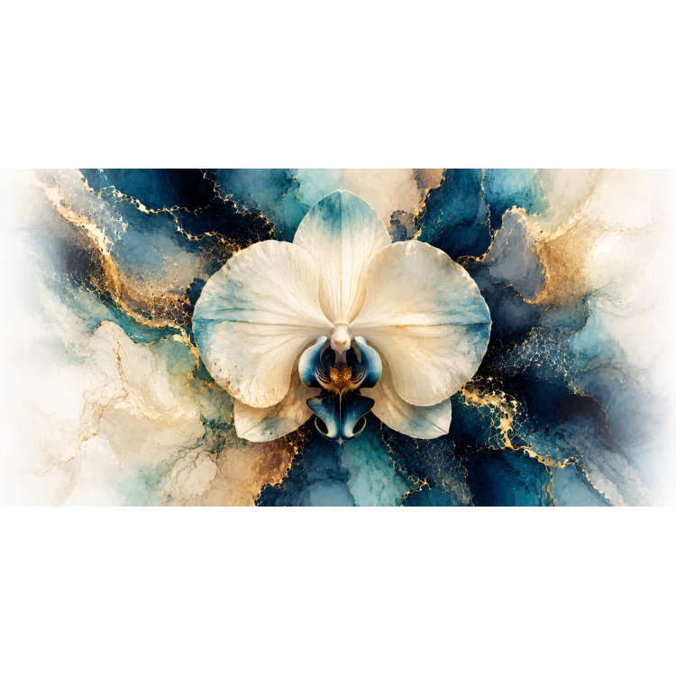 Mug Orchidée Précieuse Bleu & Or – Collection Les Floraisons Précieuses