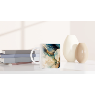 Mug Orchidée Précieuse Bleu & Or – Collection Les Floraisons Précieuses