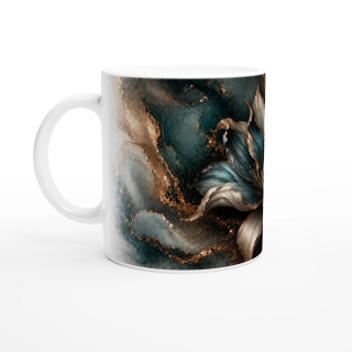 Mug Pivoine Précieuse Bleu Pétrole & Cuivre – Collection Les Floraisons Précieuses