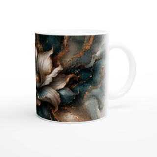 Mug Pivoine Précieuse Bleu Pétrole & Cuivre – Collection Les Floraisons Précieuses