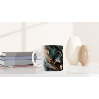 Mug Pivoine Précieuse Bleu Pétrole & Cuivre – Collection Les Floraisons Précieuses