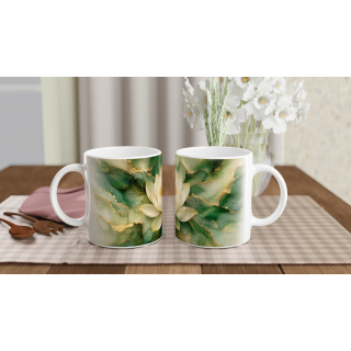 Mug Lotus Précieux Ivoire & Vert Émeraude – Collection Les Floraisons Précieuses