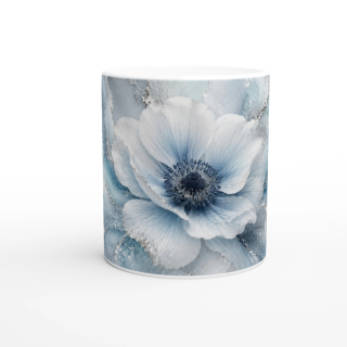 Mug Anémone Précieuse Bleu Glacier & Argent – Collection Les Floraisons Précieuses