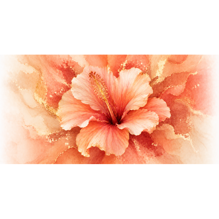 Mug Hibiscus Précieux Corail & Or – Collection Les Floraisons Précieuses