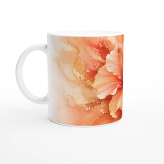 Mug Hibiscus Précieux Corail & Or – Collection Les Floraisons Précieuses