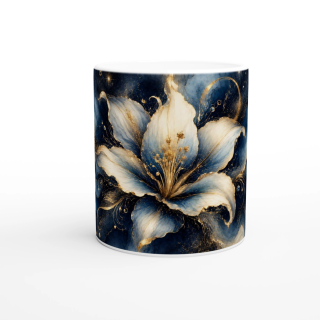 Mug Lys Précieux Bleu & Or – Collection Les Floraisons Précieuses