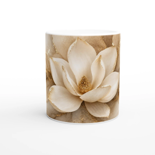 Mug Magnolia d’Ivoire & Or – Collection Les Floraisons Précieuses