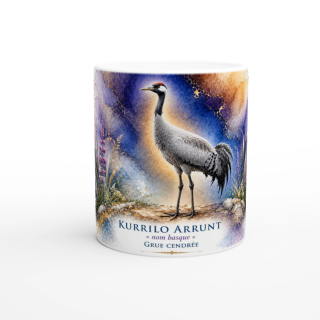 Mug Grue cendrée « KURRILO ARRUNT » – Nouvelle-Aquitaine – Collection La Faune des Régions