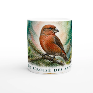 Mug Bec-croisé des sapins – Bourgogne-Franche-Comté – Collection La Faune des Régions