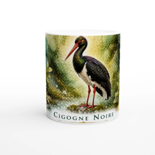 Mug Cigogne noire – Bourgogne-Franche-Comté – Collection La Faune des Régions