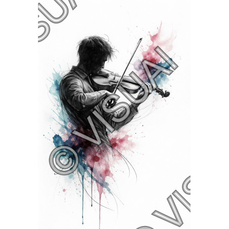 Illustration artistique contemporaine – L’âme du violon en mouvement