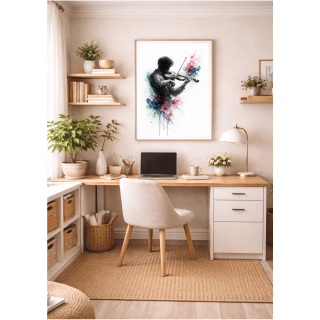 Illustration artistique contemporaine – L’âme du violon en mouvement