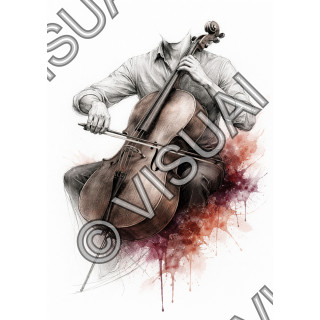 Illustration artistique contemporaine – La gravité du violoncelle