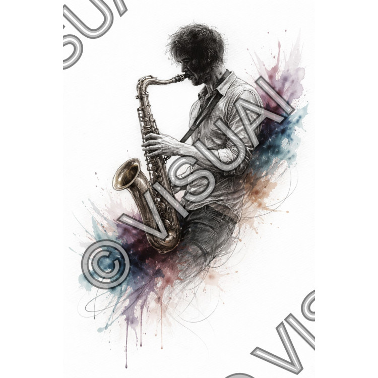 Illustration artistique saxophone – Souffle du jazz
