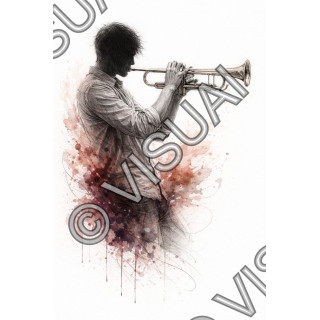 Illustration artistique trompette – Appel de la trompette expressive