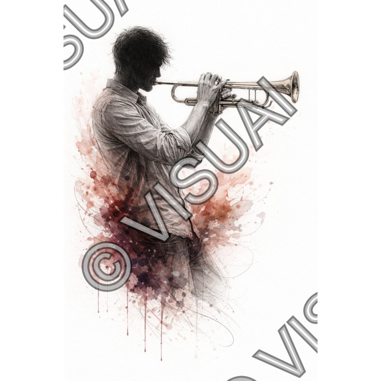 Illustration artistique trompette – Appel de la trompette expressive
