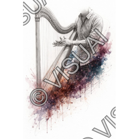Illustration artistique harpe – Murmure de la harpe contemporaine