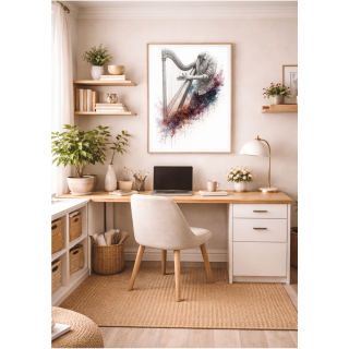 Illustration artistique harpe – Murmure de la harpe contemporaine