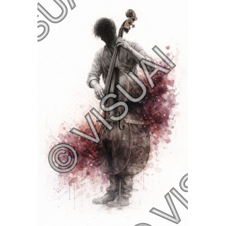 Illustration artistique contrebasse – Profondeur de la contrebasse expressive